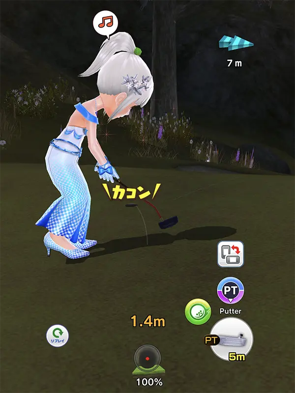 「みんゴル」新ピュアフィールドリンクスEXVSマッチ2ホール目も1パットで勝利するイメージ画像