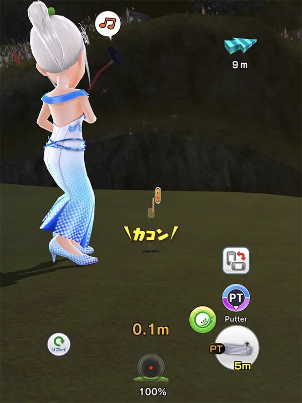 「みんゴル」新ピュアフィールドリンクスEXVSマッチ1パットで勝利するイメージ画像